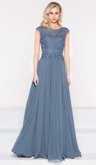 Marsoni by Colors - M238 Beaded Applique A Line Chiffon Dress