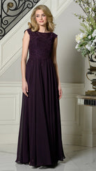Marsoni by Colors - M238 Beaded Applique A Line Chiffon Dress