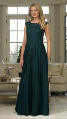 Marsoni by Colors - M238 Beaded Applique A Line Chiffon Dress