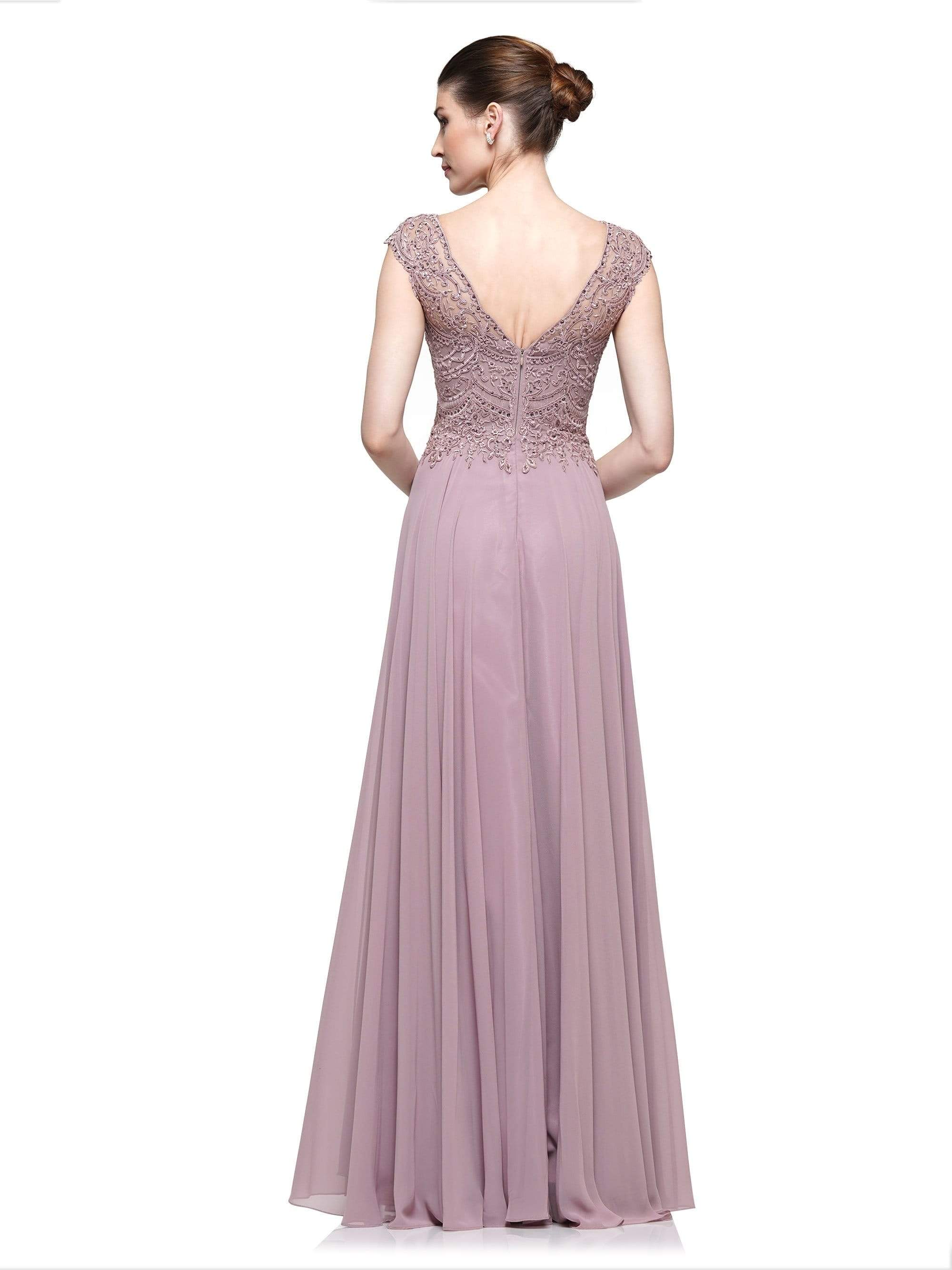 Marsoni by Colors - M238 Beaded Applique A Line Chiffon Dress - view 7