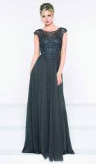 Marsoni by Colors - M238 Beaded Applique A Line Chiffon Dress - back view