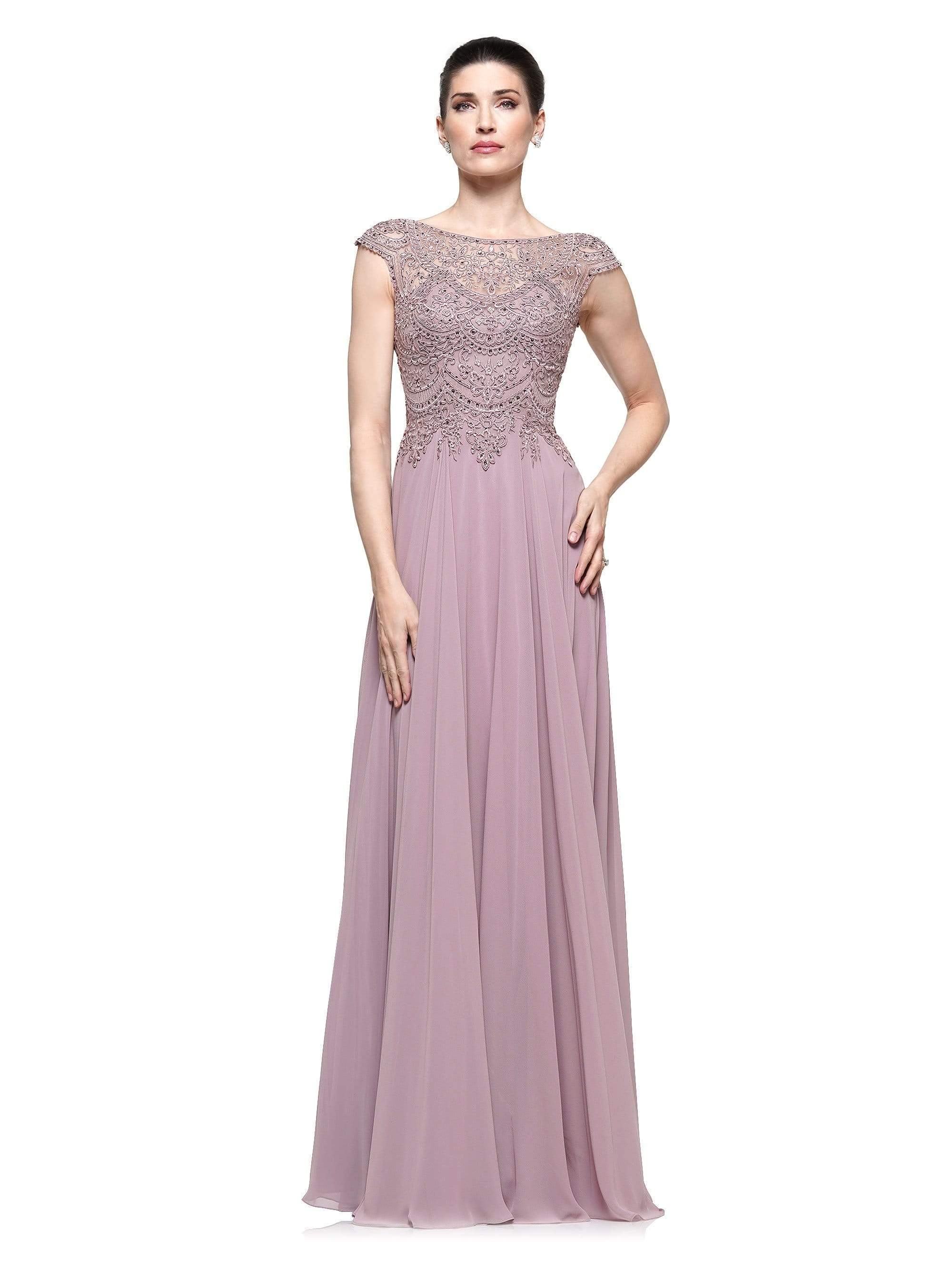 Marsoni by Colors - M238 Beaded Applique A Line Chiffon Dress - view 6