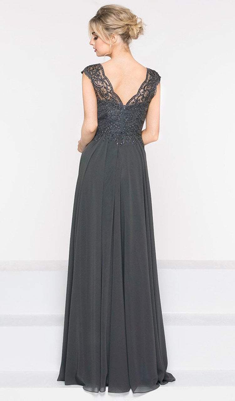 Marsoni by Colors - M238 Beaded Applique A Line Chiffon Dress - view 4