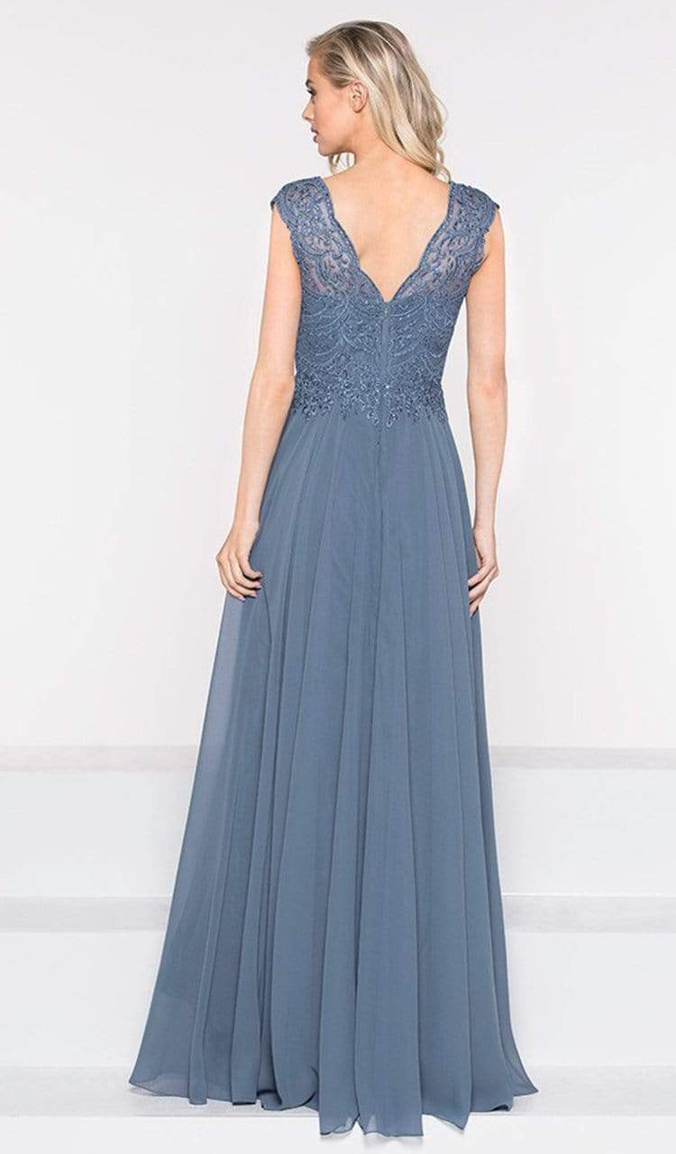 Marsoni by Colors - M238 Beaded Applique A Line Chiffon Dress - view 5