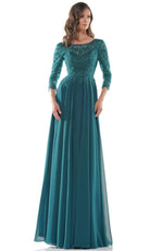 Marsoni by Colors - M238SL Embroidered Bodice Chiffon A-Line Gown - back view