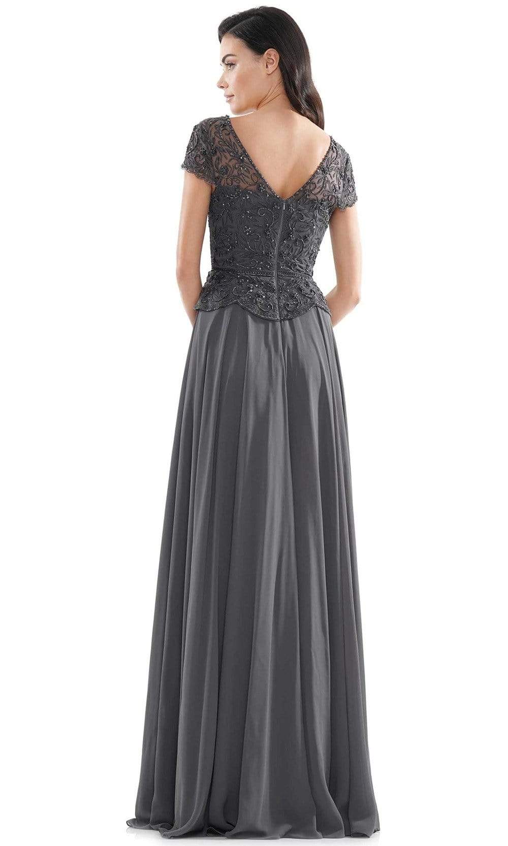 Marsoni by Colors - M243 Short Sleeve Embroidered Peplum Chiffon Gown - view 5