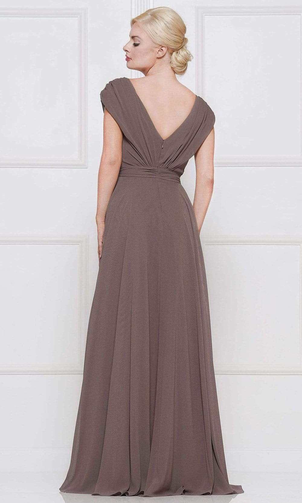 Marsoni by Colors - M251 Gathered V Neck Off Shoulder A-Line Gown - view 5