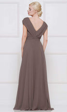 Marsoni by Colors - M251 Gathered V Neck Off Shoulder A-Line Gown - view 5