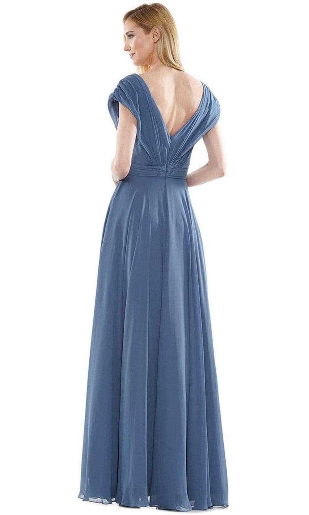 Marsoni by Colors - M251 Gathered V Neck Off Shoulder A-Line Gown - view 15