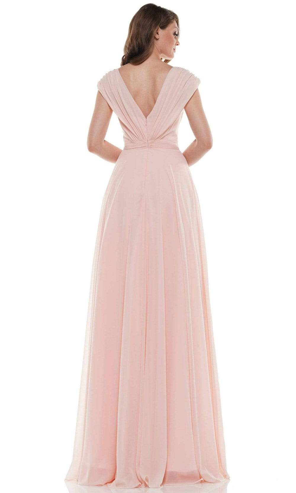 Marsoni by Colors - M251 Gathered V Neck Off Shoulder A-Line Gown - view 4