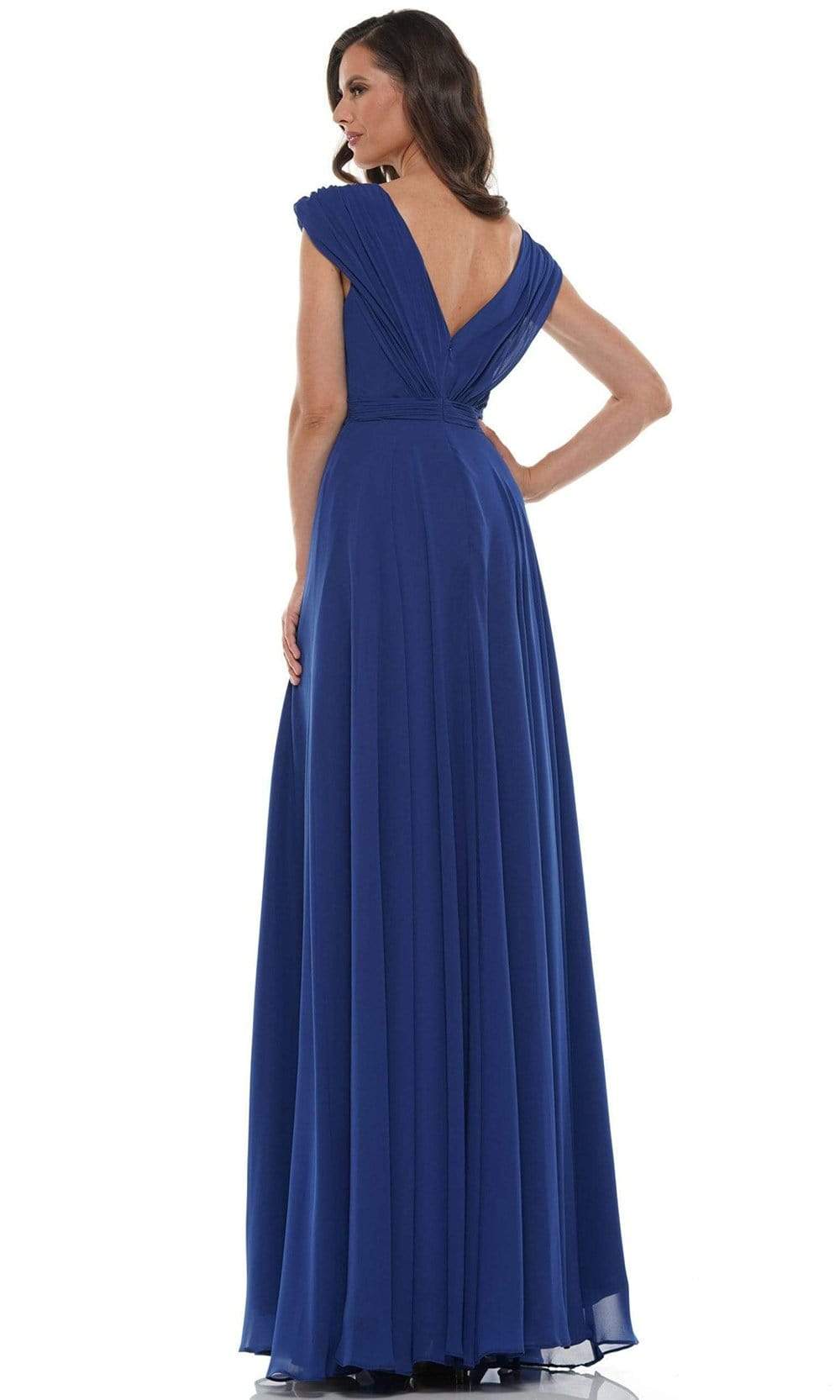 Marsoni by Colors - M251 Gathered V Neck Off Shoulder A-Line Gown - view 14