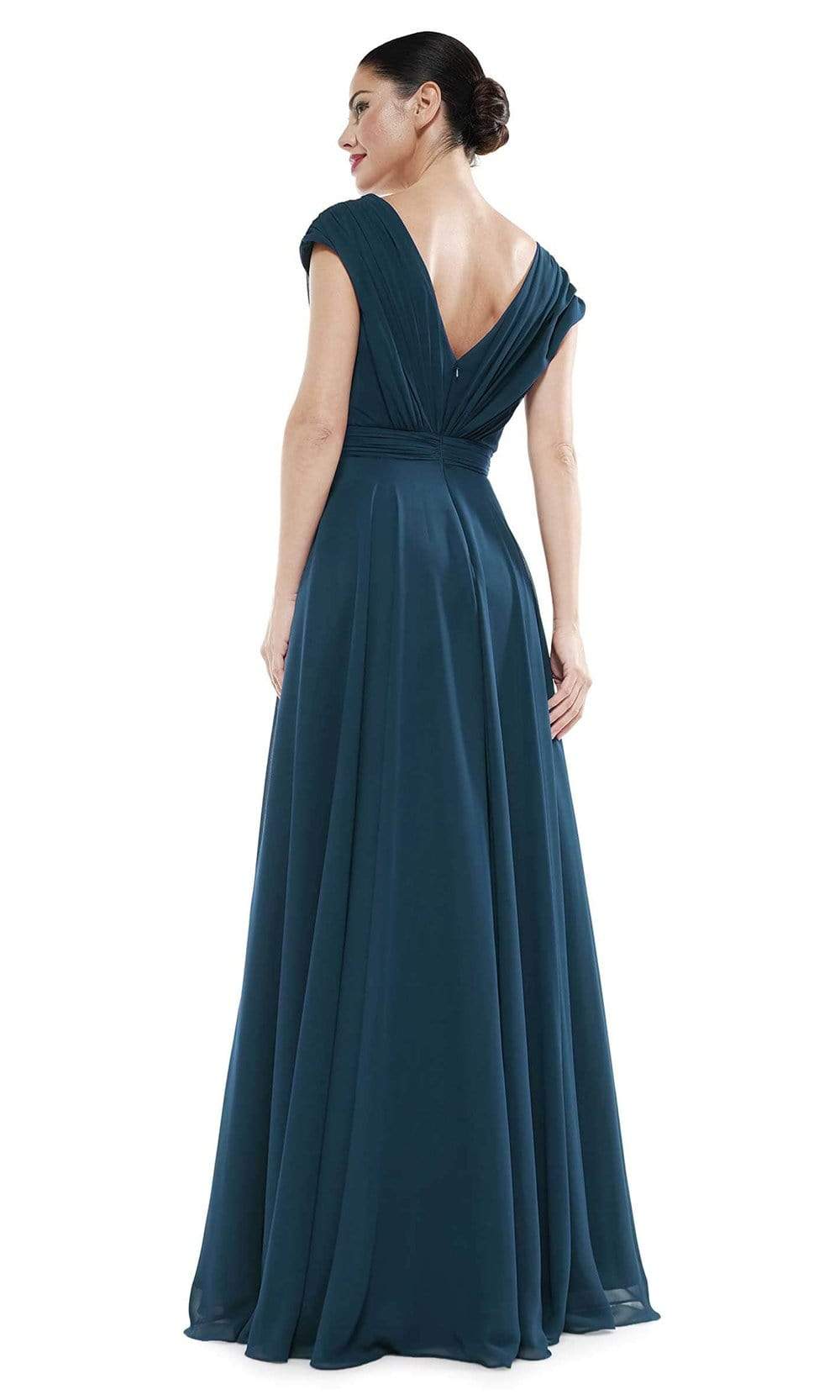 Marsoni by Colors - M251 Gathered V Neck Off Shoulder A-Line Gown - view 9