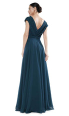 Marsoni by Colors - M251 Gathered V Neck Off Shoulder A-Line Gown - view 9