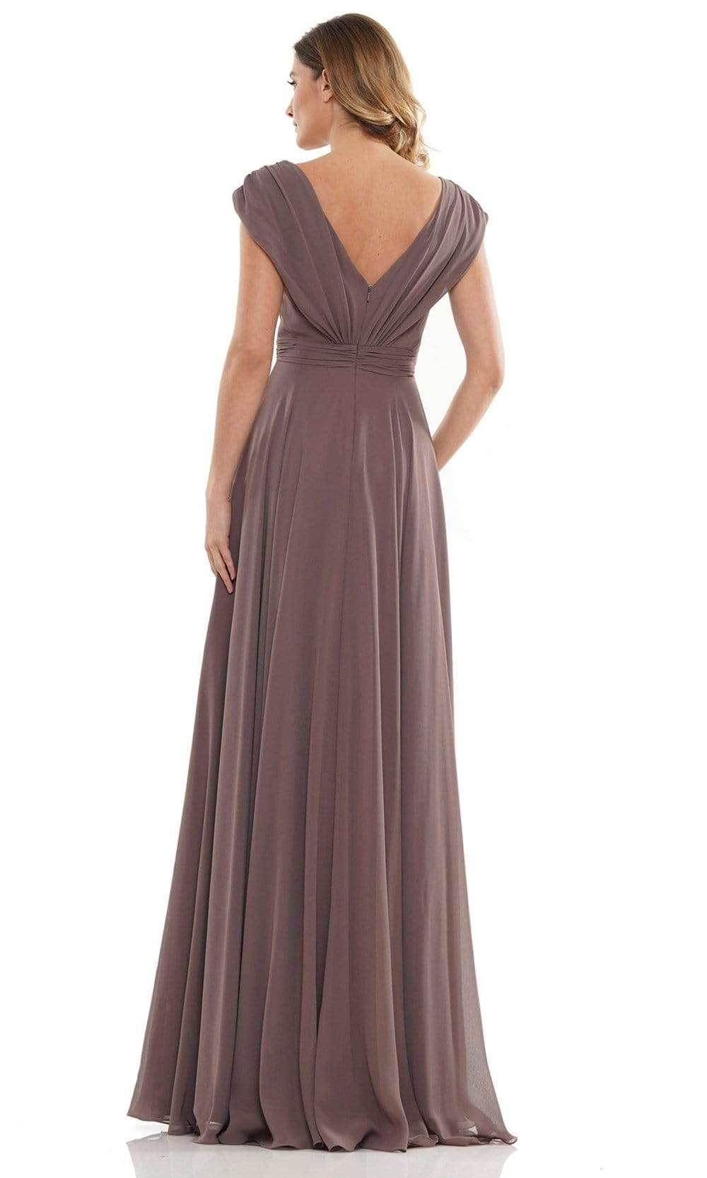 Marsoni by Colors - M251 Gathered V Neck Off Shoulder A-Line Gown - view 7