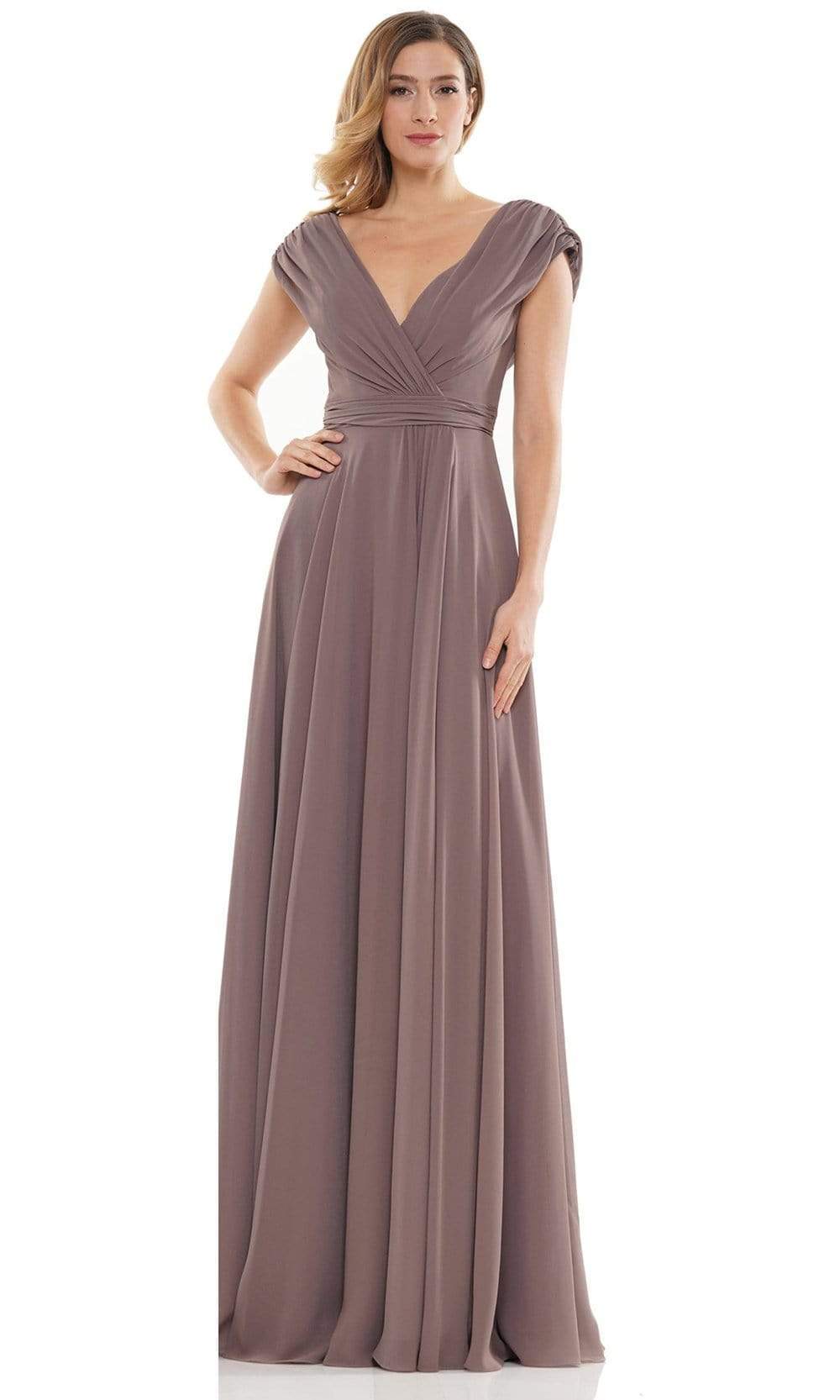 Marsoni by Colors - M251 Gathered V Neck Off Shoulder A-Line Gown - view 6