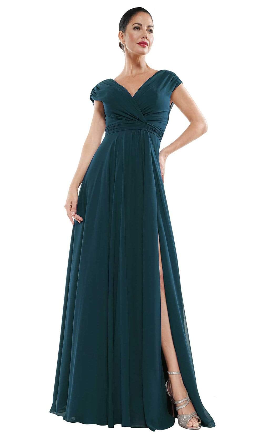 Marsoni by Colors - M251 Gathered V Neck Off Shoulder A-Line Gown - view 8