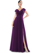 Marsoni by Colors - M251 Gathered V Neck Off Shoulder A-Line Gown - view 10