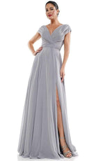 Marsoni by Colors - M251 Gathered V Neck Off Shoulder A-Line Gown - view 12