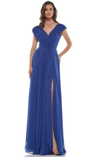 Marsoni by Colors - M251 Gathered V Neck Off Shoulder A-Line Gown - view 13