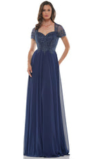 Marsoni by Colors - M271 Short Sleeve Queen Anne Soutache Gown