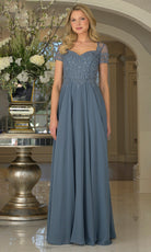 Marsoni by Colors - M271 Short Sleeve Queen Anne Soutache Gown
