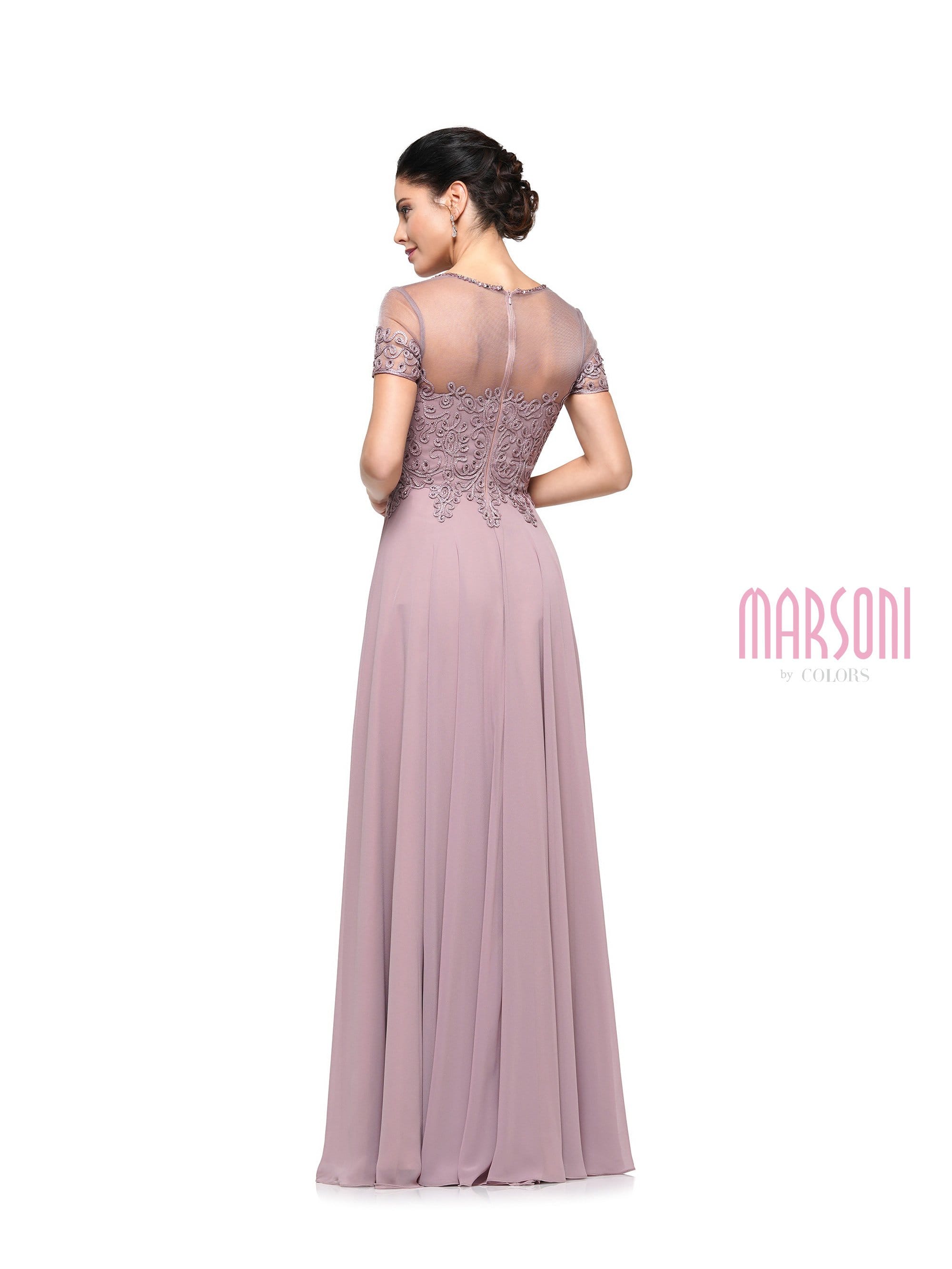 Marsoni by Colors - M271 Short Sleeve Queen Anne Soutache Gown - view 7