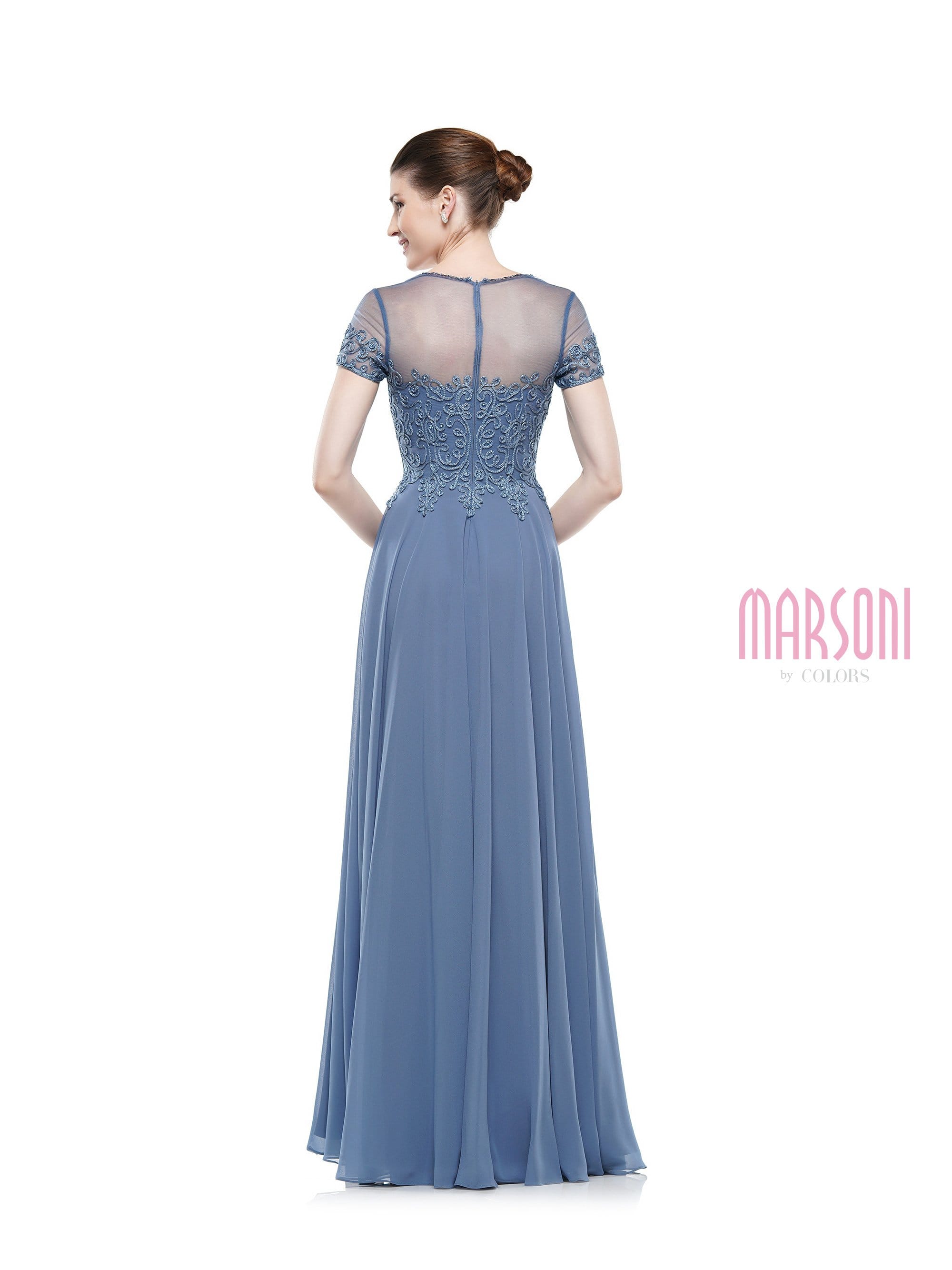 Marsoni by Colors - M271 Short Sleeve Queen Anne Soutache Gown - view 9