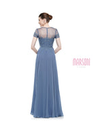Marsoni by Colors - M271 Short Sleeve Queen Anne Soutache Gown - view 9