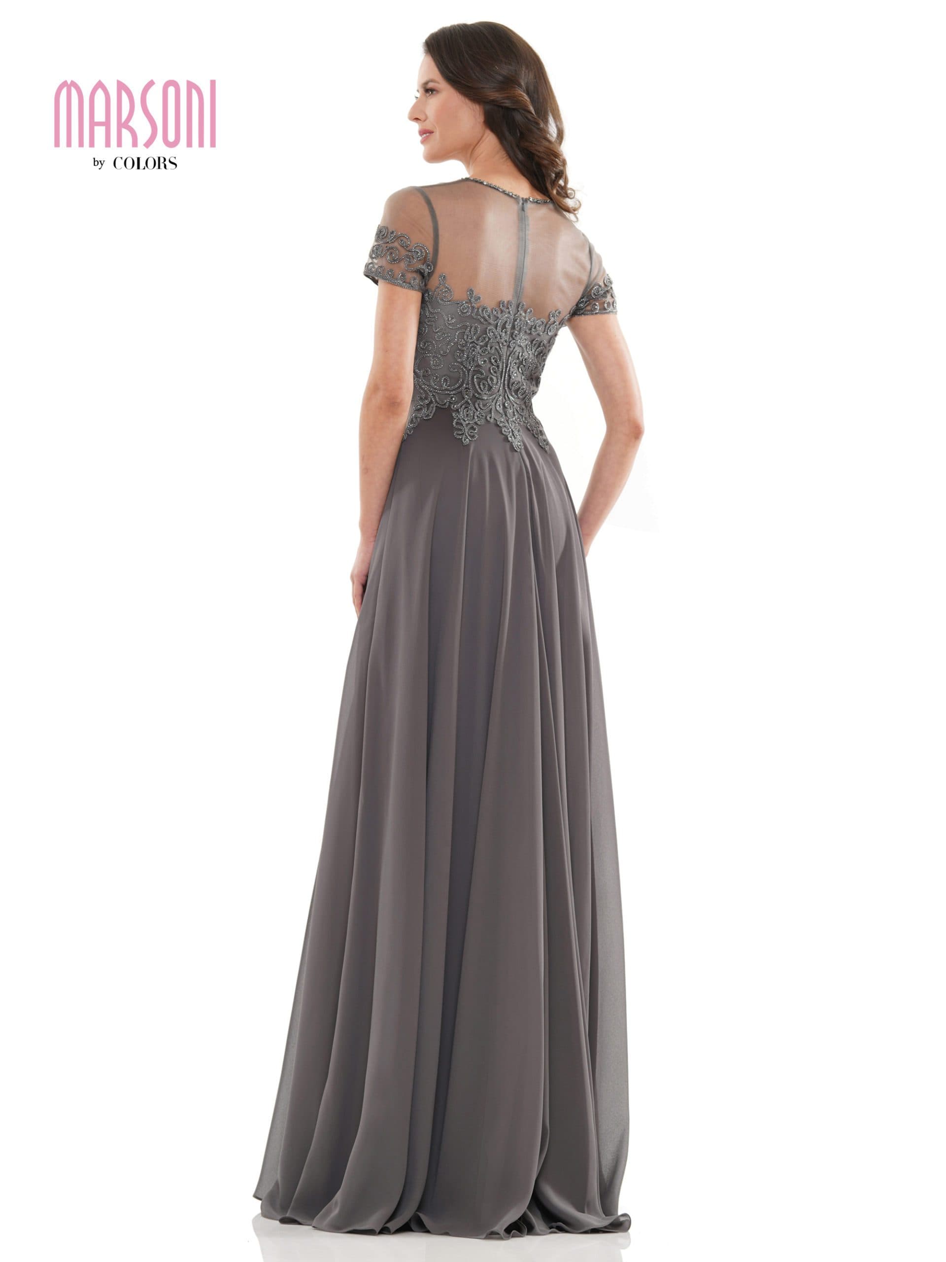 Marsoni by Colors - M271 Short Sleeve Queen Anne Soutache Gown - view 4