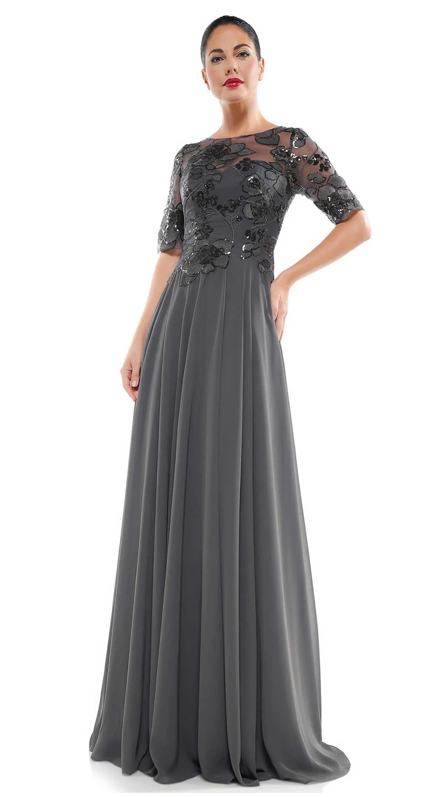Marsoni by Colors M286-1 - Illusion Short Sleeve A-line Dress