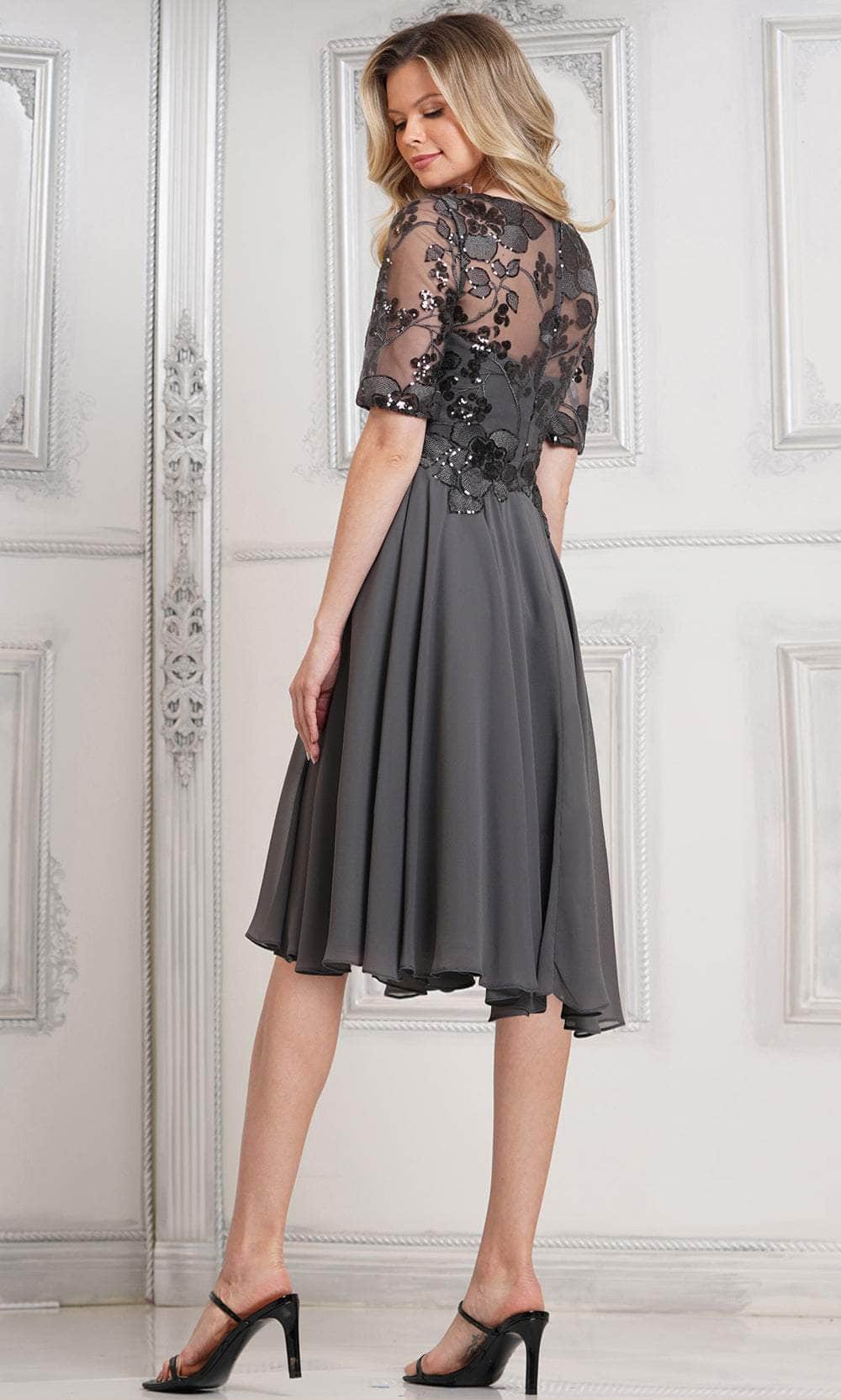 Marsoni by Colors M286S - Sequin Lace Knee-Length Cocktail Dress - back view