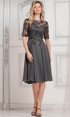 Marsoni by Colors M286S - Sequin Lace Knee-Length Cocktail Dress - designer formal gown at Silhouette Dresses