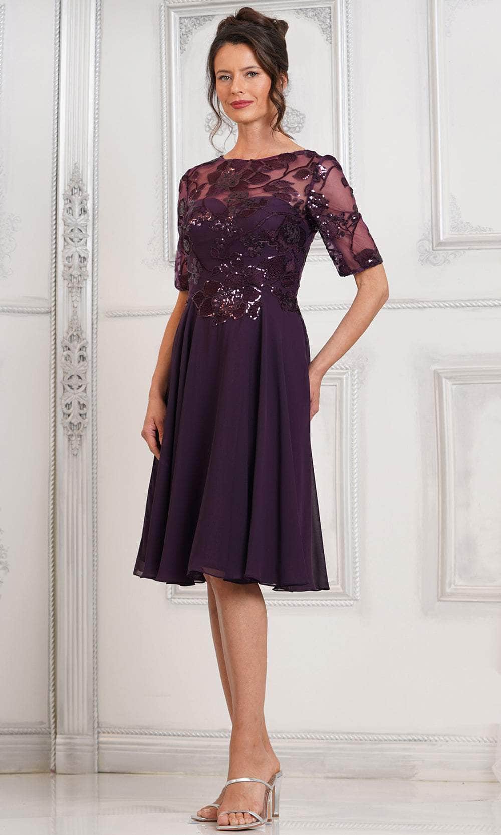 Marsoni by Colors M286S - Sequin Lace Knee-Length Cocktail Dress - view 4