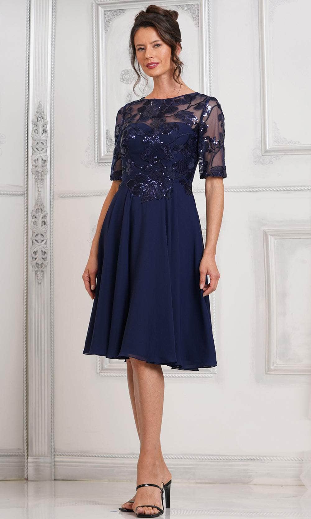 Marsoni by Colors M286S - Sequin Lace Knee-Length Cocktail Dress - detail view