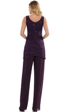 Marsoni by Colors - M303 Three-Piece Chiffon Lace Pantsuit - view 5