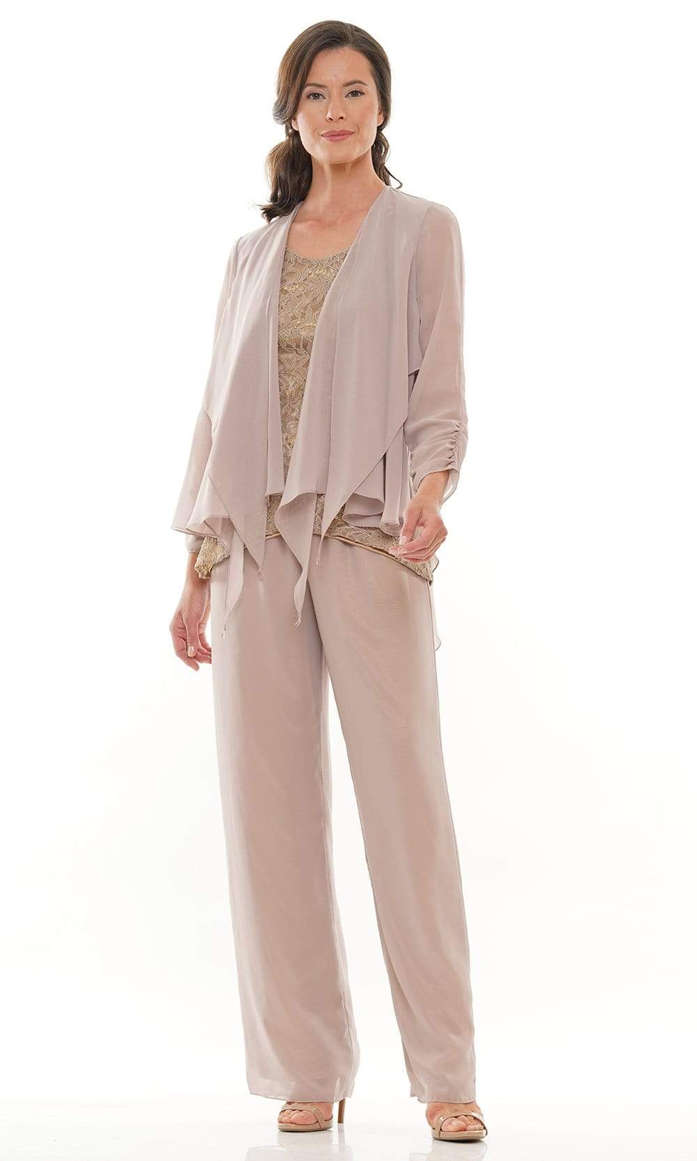 Marsoni by Colors - M303 Three-Piece Chiffon Lace Pantsuit - view 6
