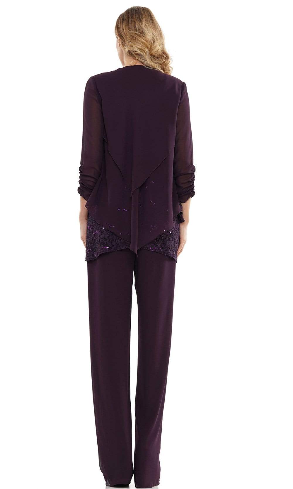 Marsoni by Colors - M303 Three-Piece Chiffon Lace Pantsuit - detail view