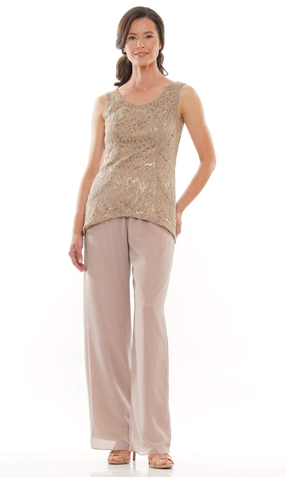 Marsoni by Colors - M303 Three-Piece Chiffon Lace Pantsuit - view 8