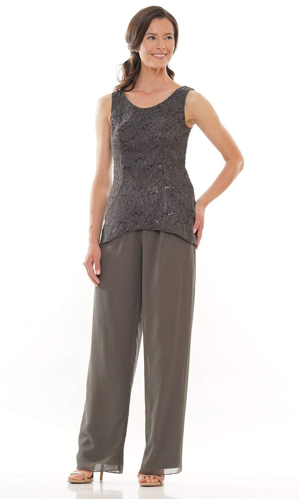 Marsoni by Colors - M303 Three-Piece Chiffon Lace Pantsuit - view 10