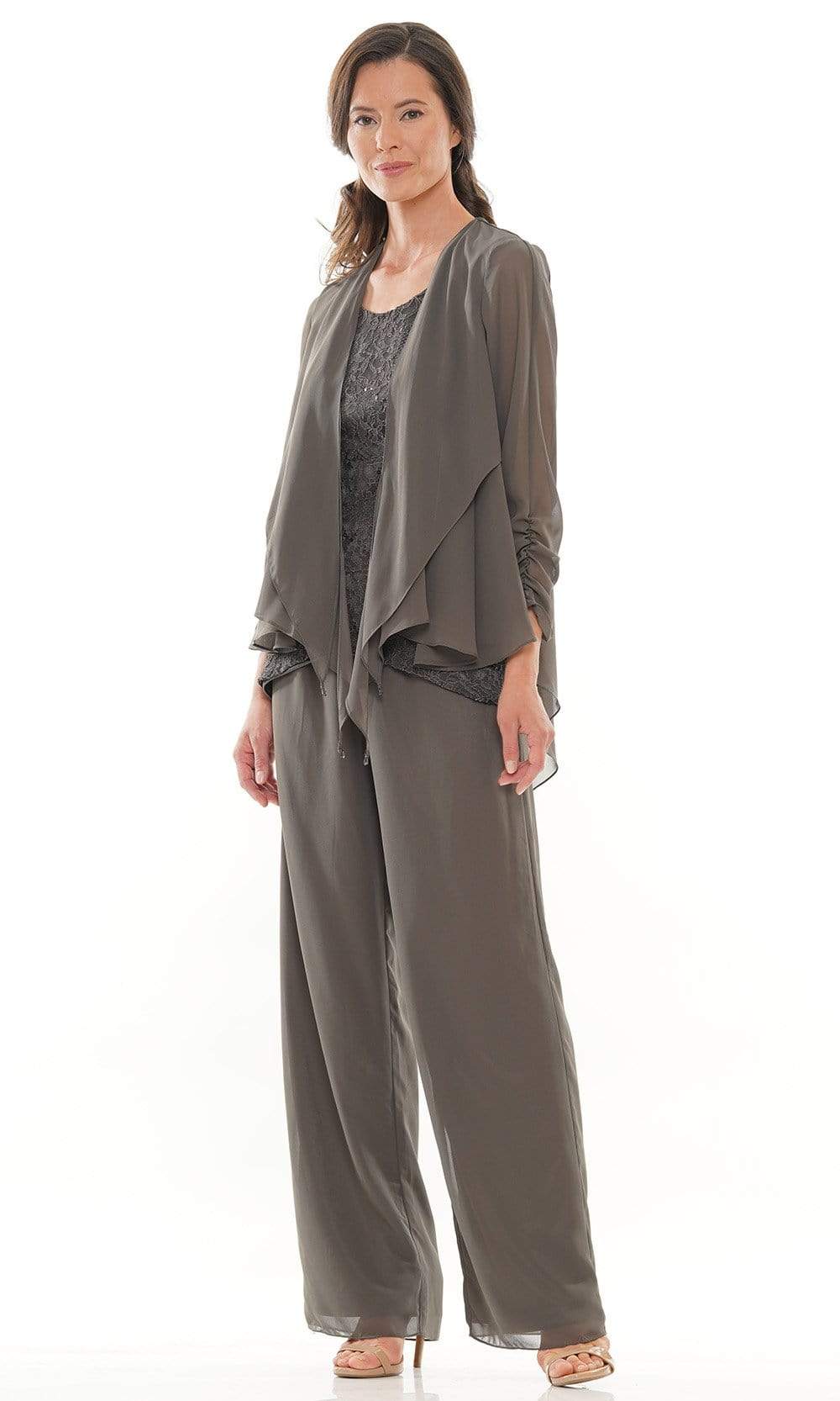 Marsoni by Colors - M303 Three-Piece Chiffon Lace Pantsuit - designer mother of the bride dress at Silhouette Dresses