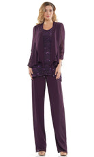 Marsoni by Colors - M303 Three-Piece Chiffon Lace Pantsuit - back view