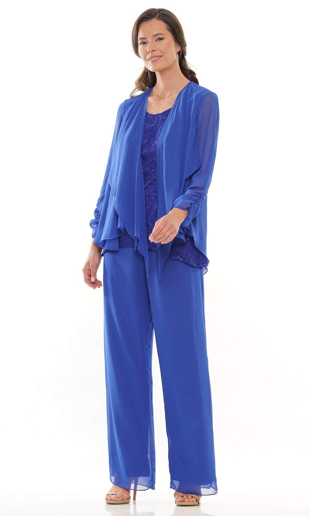 Marsoni by Colors - M303 Three-Piece Chiffon Lace Pantsuit - view 14