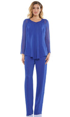 Marsoni by Colors - M304 Long Sleeves Jacket Pantsuit - designer mother of the bride dress at Silhouette Dresses