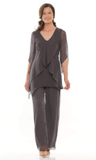 Marsoni by Colors - M308 V-Neck Half Sleeves Pantsuit - designer mother of the bride dress at Silhouette Dresses