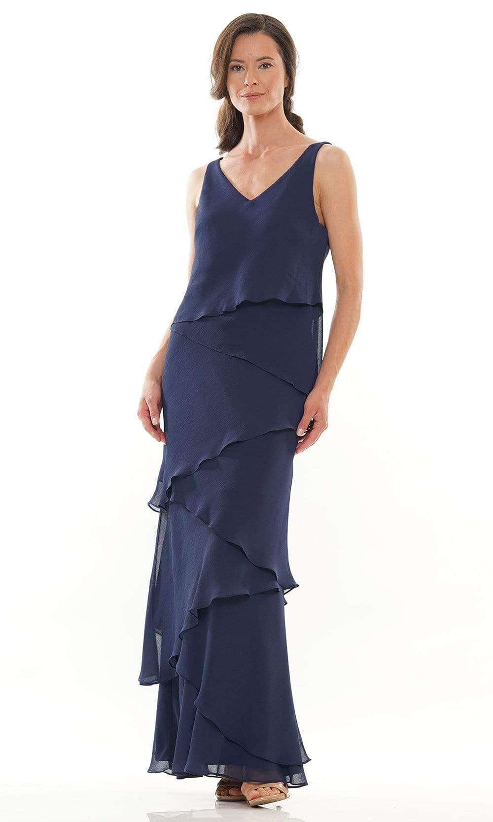 Marsoni by Colors - M309 V-Neck Tiered Sheath Dress - Silhouette Dresses