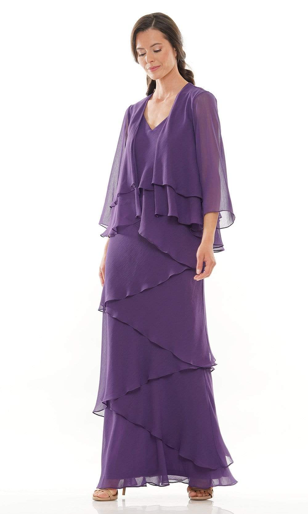 Marsoni by Colors - M309 V-Neck Tiered Sheath Dress - view 6
