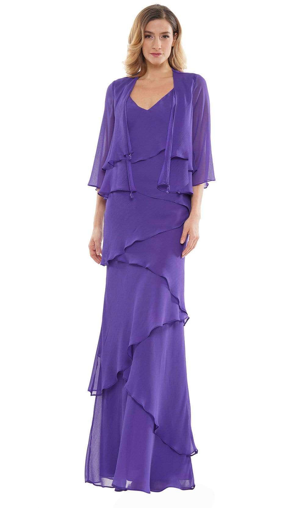 Marsoni by Colors - M309 V-Neck Tiered Sheath Dress - back view
