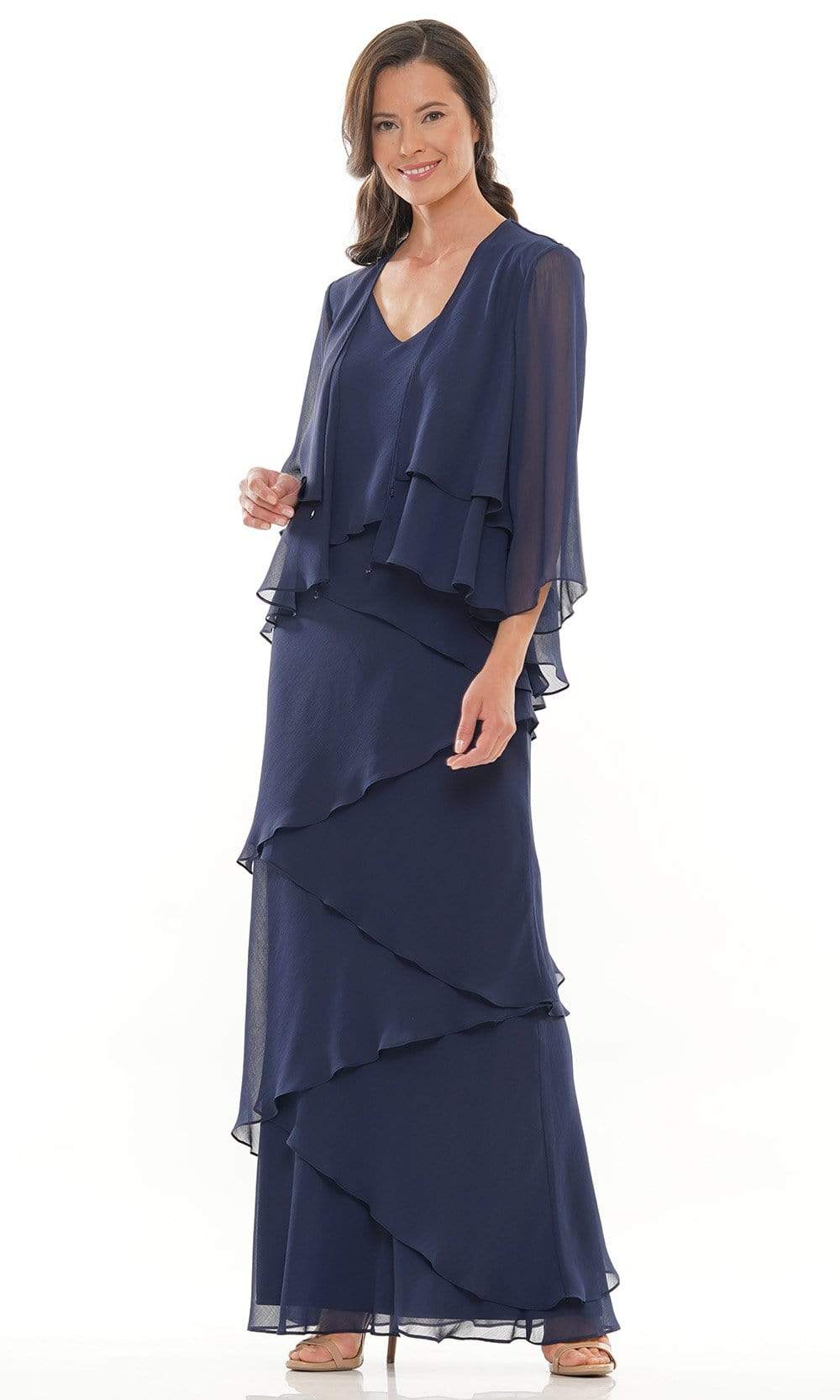 Marsoni by Colors - M309 V-Neck Tiered Sheath Dress - view 9