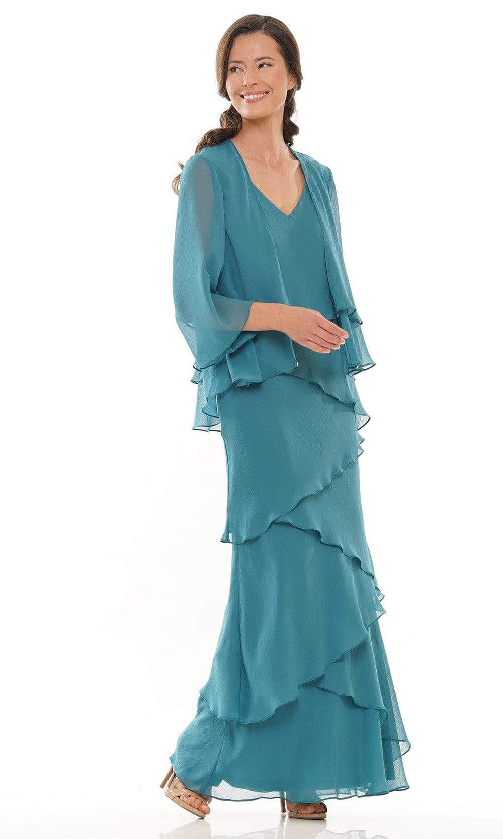 Marsoni by Colors - M309 V-Neck Tiered Sheath Dress - view 12
