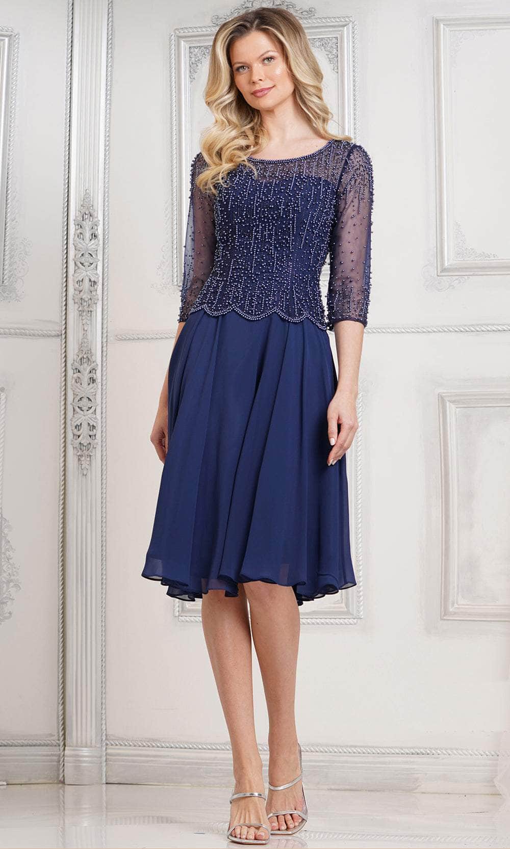 Marsoni by Colors M312S - Jeweled Scalloped Waist Cocktail Dress - view 4